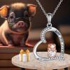 YFN Pig Necklace Jewelry Gifts 925 Sterling Silver Cute Animal Pendant with Heart Cz Necklace for WomenBirthday(Silver-Pig Necklace)
