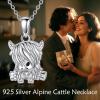 YFN Sloth/Owl/Cow/Otter/Highland Cow Gifts for Women Sterling Silver Sloth Animal Heart Pendant Necklace Jewelry(White-Highland Cow Necklace)