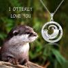 YFN Sterling Silver Jellyfish/Octopus/Whale Tail Pendant Necklace Ocean Animal Jewelry Gift for Women(Otter)