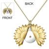 YFN Sterling Silver Sunflower Locket Necklace You Are My Sunshine With Birthstone Engraved Pendant Necklaces Birthday Gift for Her(Yellow-Aug)