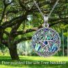 YFN Triple Moon Goddess Necklace Sterling Silver Pentagram Pentacle Opal Pendant necklace Pagan Wiccan Magic Amulet Tree of Life Jewelry for Women Men 18″(Silver-Tree Pentagram Necklace)
