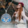 YFN Triple Moon Goddess Necklace Sterling Silver Pentagram Pentacle Opal Pendant necklace Pagan Wiccan Magic Amulet Tree of Life Jewelry for Women Men 18″(A-Turquoise Necklace)