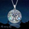 YFN Triple Moon Goddess Necklace Sterling Silver Pentagram Pentacle Opal Pendant necklace Pagan Wiccan Magic Amulet Tree of Life Jewelry for Women Men 18″(A-Abalone Triple Moon Necklace)