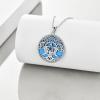 YFN Triple Moon Goddess Necklace Sterling Silver Pentagram Pentacle Opal Pendant necklace Pagan Wiccan Magic Amulet Tree of Life Jewelry for Women Men 18″(A-Turquoise Necklace)