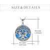 YFN Triple Moon Goddess Necklace Sterling Silver Pentagram Pentacle Opal Pendant necklace Pagan Wiccan Magic Amulet Tree of Life Jewelry for Women Men 18″(A-Turquoise Necklace)