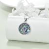 YFN Triple Moon Goddess Necklace Sterling Silver Pentagram Pentacle Opal Pendant necklace Pagan Wiccan Magic Amulet Tree of Life Jewelry for Women Men 18″(Silver-Tree Pentagram Necklace)