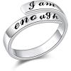 AXELUNA 925 Sterling Silver Ring I am Enough Adjustable Rings for Women (Silver, 7)(Silver)