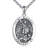 YFN 925 Sterling Silver Patron Saint Medal Necklace Amulet Necklace Protection Jewelry for Women and Men(with Gift Box)(B01 St. Michael)