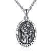 YFN 925 Sterling Silver Patron Saint Medal Necklace Amulet Necklace Protection Jewelry for Women and Men(with Gift Box)(C01 St. Francis)