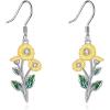 YFN Birth Month Flower Drop Dangle Earrings S925 Sterling Silver Birthday Jewelry Gifts for Women(Drop-Aprial Daisy Earrings)