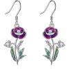 YFN Birth Month Flower Drop Dangle Earrings S925 Sterling Silver Birthday Jewelry Gifts for Women(Drop-Aug.Poppy Earrings)