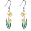 YFN Birth Month Flower Drop Dangle Earrings S925 Sterling Silver Birthday Jewelry Gifts for Women(Drop-Dec.Narcissus Earrings)