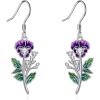 YFN Birth Month Flower Drop Dangle Earrings S925 Sterling Silver Birthday Jewelry Gifts for Women(Drop-February-Violet Earrings)