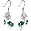 YFN Birth Month Flower Drop Dangle Earrings S925 Sterling Silver Birthday Jewelry Gifts for Women(Drop-July Lotus Flower Earrings)