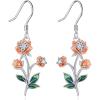 YFN Birth Month Flower Drop Dangle Earrings S925 Sterling Silver Birthday Jewelry Gifts for Women(Drop-Jun.Rose Flower Earrings)