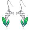 YFN Birth Month Flower Drop Dangle Earrings S925 Sterling Silver Birthday Jewelry Gifts for Women(May-Lily Of The Valley)