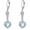 YFN Celtic Moonstone Irish Knot Drop Dangle Earrings Sterling Silver Leverback Earrings Jewelry for Women