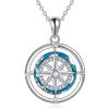 YFN Compass Necklace Sterling Silver Map Necklace Graduation Friendship Talisman Travel Necklace Inspirational Graduation Gift Jewelry Gifts for Women Men