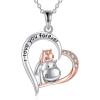 YFN Hippo Necklace for Women Sterling Silver Hippopotamus Animal Necklace I Love You Forever Heart Pendant Hippo Jewelry Christmas Birthday Gifts
