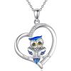 YFN Owl Necklace Inspirational Jewelry Sterling Silver Never Give Up Owl Gifts Moon Star Necklace for Women(Owl Necklace)