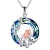 YFN Rhino Necklace Sterling Silver Rhino Jewelry Themed Rhinoceros Lover Gifts for Women 18″