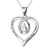YFN Sterling Silver Heart Pendant Necklace Engraved ” I Want to Tell You I Love You” with Pear Shape Cubic Zirconial Birthday Jewelry Gift 18″ for Girlfriend Wife Women
