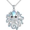 YFN Sterling Silver Jellyfish/Octopus/Whale Tail Pendant Necklace Ocean Animal Jewelry Gift for Women(Octopus)