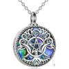 YFN Triple Moon Goddess Necklace Sterling Silver Pentagram Pentacle Opal Pendant necklace Pagan Wiccan Magic Amulet Tree of Life Jewelry for Women Men 18″(D-Triple Moon Urn Necklace for Ashes)
