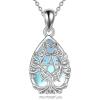 YFN Triple Moon Goddess Necklace Sterling Silver Pentagram Pentacle Opal Pendant necklace Pagan Wiccan Magic Amulet Tree of Life Jewelry for Women Men 18″(Moonstone-Triple Moon Goddess Necklace)