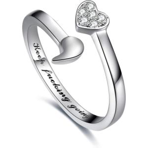 925 Sterling Silver Ring Keep Going Semicolon Ring Inspirational Gifts for Women