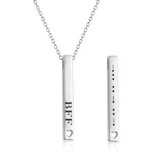 Sterling Silver Morse Code Necklace, Secret Message Jewelry Gifts for Women(BFF)