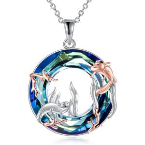 YFN Axolotl Necklace 925 Sterling Silver Mexican Axolotl Necklaces for Women Animal Pendant Funny Axolotls Embraces Jewelry Gift