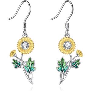 YFN Birth Month Flower Drop Dangle Earrings S925 Sterling Silver Birthday Jewelry Gifts for Women(Drop-Nov. Chrysanthemum Earrings)