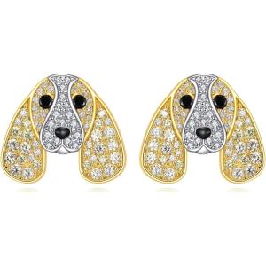 YFN Dog Stud Earrings Sterling Silver Dog Breed Earrings Jewelry Puppy Gifts for Women(Basset Hound)