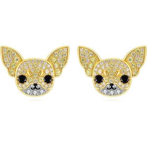 YFN Dog Stud Earrings Sterling Silver Dog Breed Earrings Jewelry Puppy Gifts for Women(Chihuahua)