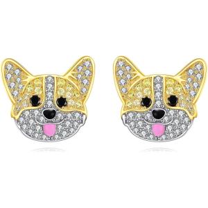YFN Dog Stud Earrings Sterling Silver Dog Breed Earrings Jewelry Puppy Gifts for Women(Corgi)