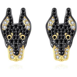 YFN Dog Stud Earrings Sterling Silver Dog Breed Earrings Jewelry Puppy Gifts for Women(Doberman)
