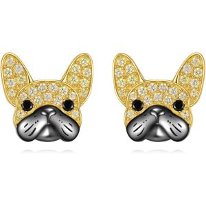 YFN Dog Stud Earrings Sterling Silver Dog Breed Earrings Jewelry Puppy Gifts for Women(French Bulldog)
