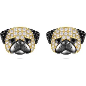 YFN Dog Stud Earrings Sterling Silver Dog Breed Earrings Jewelry Puppy Gifts for Women(Pug)