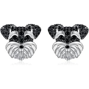 YFN Dog Stud Earrings Sterling Silver Dog Breed Earrings Jewelry Puppy Gifts for Women(Schnauzer)
