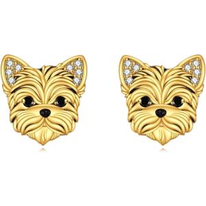 YFN Dog Stud Earrings Sterling Silver Dog Breed Earrings Jewelry Puppy Gifts for Women(Yorkie)