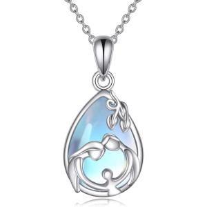 YFN Mom Necklace for Women Sterling Silver mother necklace Mothers Day Birthday Jewelry Gifts for Mother Grandma 18″(Family Necklace)