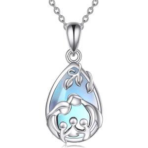 YFN Mom Necklace for Women Sterling Silver mother necklace Mothers Day Birthday Jewelry Gifts for Mother Grandma 18″(Moonstone- Necklace for Mom)