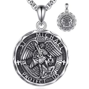 YFN Patron Saint Necklace Sterling Silver Amulet Medal Pendant Religious Protector Jewelry Gifts for Women Men(01. Law Enforcement)