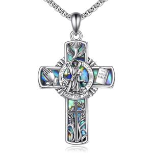YFN Patron Saint Necklace Sterling Silver Amulet Medal Pendant Religious Protector Jewelry Gifts for Women Men(07. St Andrew (Cross))