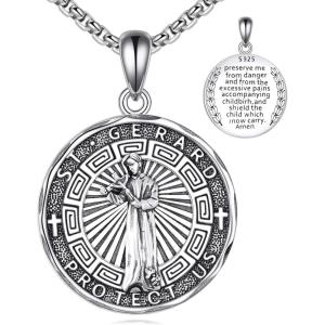YFN Patron Saint Necklace Sterling Silver Amulet Medal Pendant Religious Protector Jewelry Gifts for Women Men(16. St Gerard)