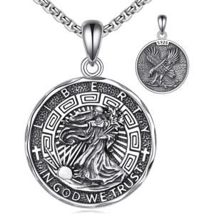 YFN Patron Saint Necklace Sterling Silver Amulet Medal Pendant Religious Protector Jewelry Gifts for Women Men(27. Liberty)
