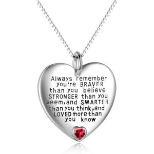 YFN Sterling Silver Always Remember You are Braver Than You Believe Jewelry Pendant Necklace Inspirational Gifts(January)