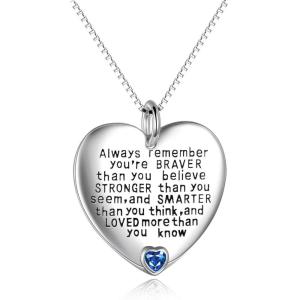 YFN Sterling Silver Always Remember You are Braver Than You Believe Jewelry Pendant Necklace Inspirational Gifts(September)