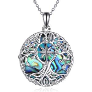 YFN Tree of Life Necklace Sterling Silver Celtic Knot Tree Pendant Jewelry Gifts for Women Men(Compass)